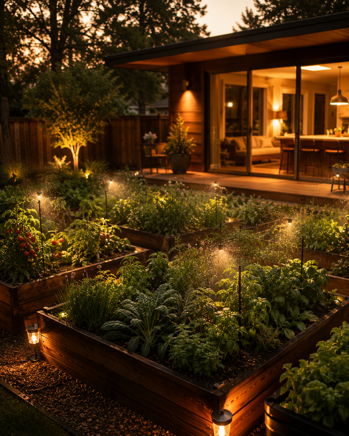 Kitchen garden at dusk